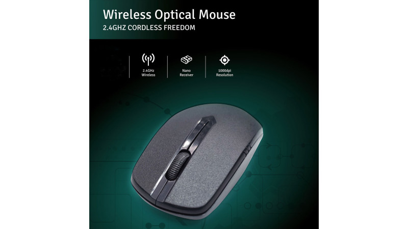MOUSE wireless, 2.4GHz, optic, 1000 dpi, 3 butoane 1 scroll, negru MOUSE wireless, 2.4GHz, optic, 1000 dpi, 3 butoane 1 scroll, negru