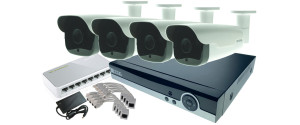 Sistem supraveghere video IP FullHD megapixel cu 4 camere cu IR GEN III exterior (1x Inregistrator MHR-A6504; 4x Camere Exterior XEL-IP4236-8; 1x TL-SF1008D Stocare si accesoriile incluse)