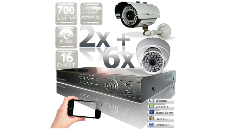 Sistem supraveghere video cu 8 camere infrarosu UPGRADE 16