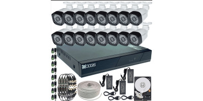 16 Camere 5MP 1920P IR 20m kit COMPLET supraveghere Exterior 1920N, acces mobil, noapte/zi (1x Inregistrator ESR-6516N; 16x Camere Exterior BEN-MHD8T-9; 1x HDD500GB-R Stocare si accesoriile incluse)