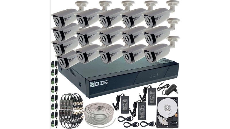 16 Camere 2MP 1080P IR 20m kit COMPLET supraveghere Exterior 1080P, acces mobil, noapte/zi (1x Inregistrator ESR-6516X; 16x Camere Exterior BES-XHD2-8; 1x HDD500GB-R Stocare si accesoriile incluse)