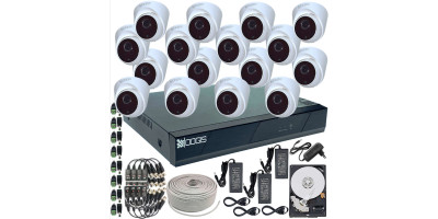 16 Camere 5MP 1920P IR 20m ARRAY kit COMPLET supraveghere Interior 1920N, acces mobil, noapte/zi (1x Inregistrator ESR-6516N; 16x Camere Interior HIP-MHD8T-9; 1x HDD500GB-R Stocare si accesoriile incluse)
