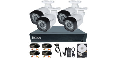 4 Camere 2MP 1080P IR 20m kit COMPLET supraveghere Exterior 1080N, acces mobil, noapte/zi (1x Inregistrator ESR-6504N; 4x Camere Exterior BEN-XHD2-8; 1x HDD500GB-R Stocare si accesoriile incluse)