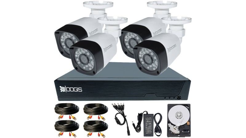 4 Camere 5MP 1920P IR 20m kit COMPLET supraveghere Exterior 1920N extensibil la 8, acces mobil, noapte/zi (1x Inregistrator ESR-6508N; 4x Camere Exterior BEN-MHD8T-9; 1x HDD500GB-R Stocare si accesoriile incluse)