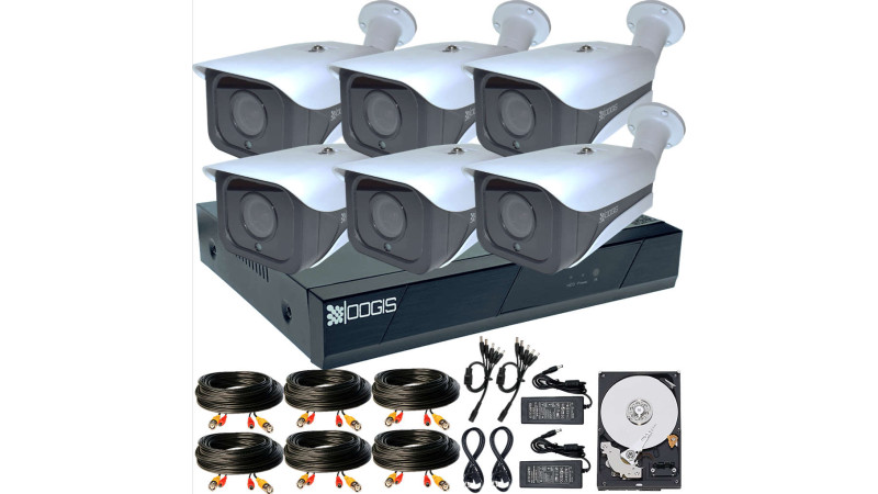 6 Camere 2MP 1080P IR 40m ARRAY kit COMPLET supraveghere Exterior 1080N extensibil la 8, acces mobil, noapte/zi (1x Inregistrator ESR-6508N; 6x Camere Exterior RST-XHD2-8; 1x HDD500GB-R Stocare si accesoriile incluse)