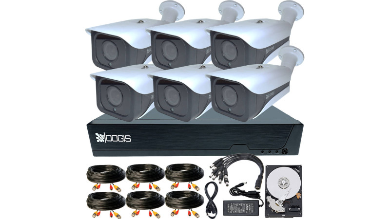 6 Camere 5MP 1920P IR 50m ARRAY kit COMPLET supraveghere mixt 1920N extensibil la 8, acces mobil, noapte/zi (1x Inregistrator ESR-6508N; 3x Camere Exterior RST9R-MHD8T-9; 3x Camere Interior HIP-MHD8T-9; 1x HDD250GB-R Stocare si accesoriile incluse)