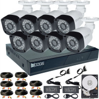 8 Camere 2MP 1080P IR 20m kit COMPLET supraveghere Exterior 1080N, acces mobil, noapte/zi (1x Inregistrator ESR-6208N; 8x Camere Exterior BEN-XHD2-8; 1x HDD500GB-R Stocare CADOU si accesoriile incluse)