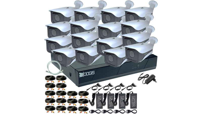 Kit Supraveghere OOGIS™ K5MN16RR cu 16 Camere 5MP (2K) IR 50m exterior, 1920N, Complet, acces mobil, noapte/zi