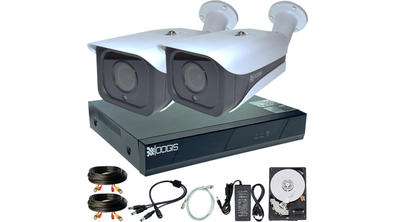 Kit Supraveghere OOGIS™ K5MN2ERR-05 cu 2 Camere 5MP (2K) IR 50m exterior, 1920N, extensibil la 4, Complet + HDD500GB-R, acces mobil, noapte/zi
