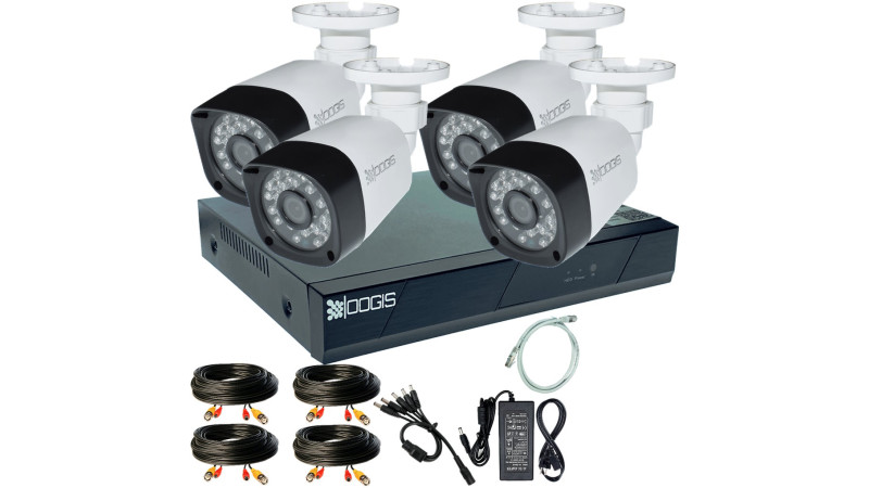 Kit Supraveghere OOGIS™ K5MN4BR cu 4 Camere 5MP (2K) IR 20m exterior, 1920N, Complet, acces mobil, noapte/zi