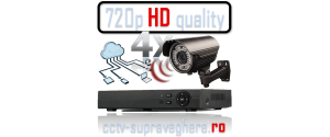 Sistem supraveghere video AHD 720P 1 megapixel cu 4 camere varifocale cu IR Exterior