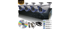 Sistem supraveghere video IP FullHD megapixel cu 4 camere cu IR exterior