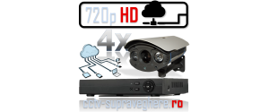 Sistem supraveghere video IP HD megapixel cu 4 camere cu IR GEN III exterior