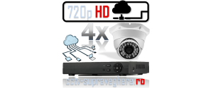 Sistem supraveghere video IP HD megapixel cu 4 camere cu IR interior