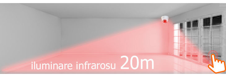 Iluminare infrarosu interior noaptea pana la 20 m,unghi 90 grade