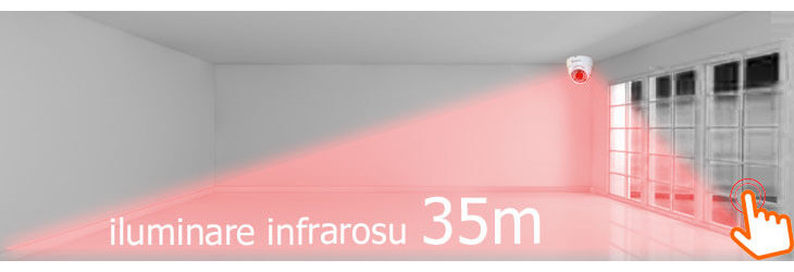 Iluminare infrarosu interior noaptea pana la 35 m,unghi 90 grade